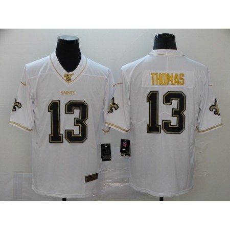 Men's New Orleans Saints #13 Michael Thomas White 2019 100th Season Golden Edition Limited Stitched NFL Jersey