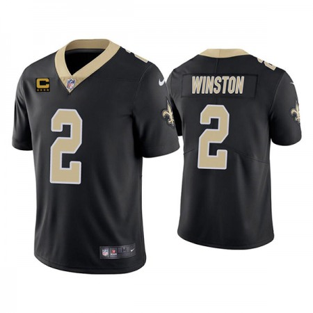 Men's New Orleans Saints 2022 #2 Jameis Winston Black With 4-star C Patch Vapor Untouchable Stitched Jersey