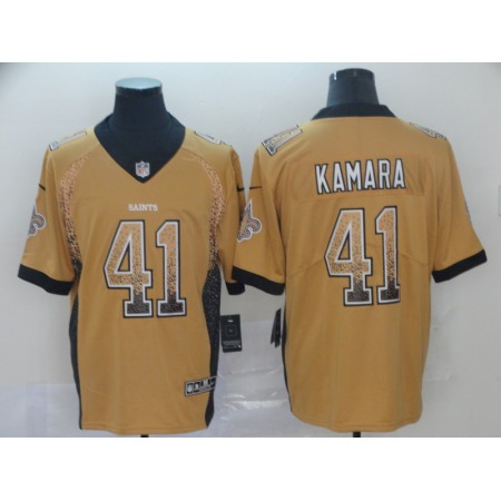 Men's New Orleans Saints #41 Alvin Kamara Gold 2019 Drift Fashion Color Rush Limited Stitched NFL Jersey