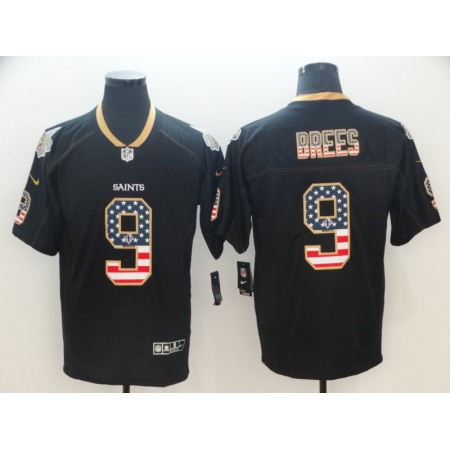 Men's New Orleans Saints #9 Drew Brees Black 2018 USA Flag Color Rush Limited Fashion NFL Stitched Jersey