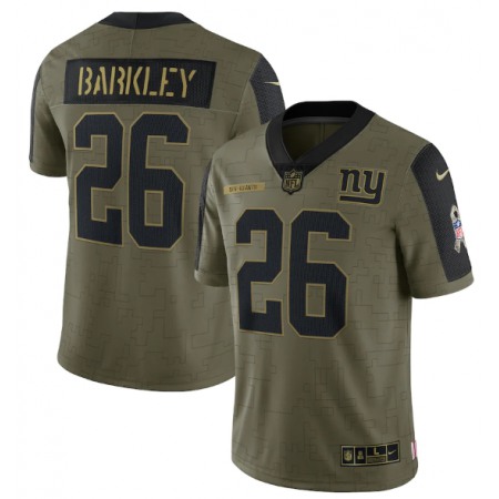 Men's New York Giants #26 Saquon Barkley 2021 Olive Salute To Service Limited Stitched Jersey