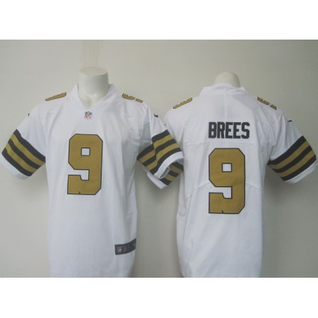 Men's Nike Saints #9 Dree Brees White Limited Rush Stitched NFL Jersey