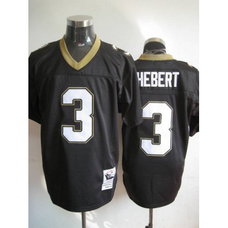 Mitchell And Ness Saints #3 Bobby Hebert Black Stitched Throwback NFL Jersey