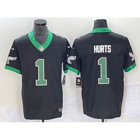 Men's Philadelphia Eagles #1 Jalen Hurts Black 2023 F.U.S.E. Vapor Untouchable Stitched Football Jersey