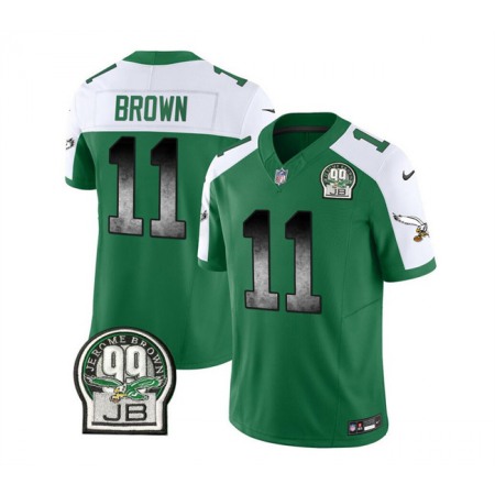 Men's Philadelphia Eagles #11 A. J. Brown Green/White 2023 F.U.S.E. Throwback Vapor Untouchable Limited Stitched Football Jersey