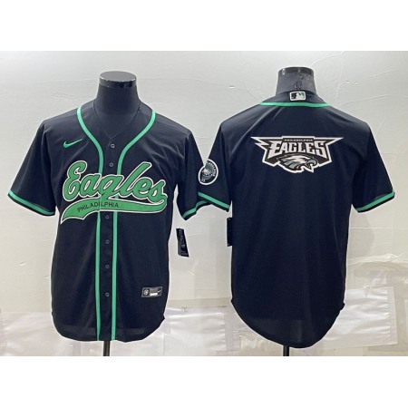 Men's Philadelphia Eagles Black Team Big Logo With Patch Cool Base Stitched Baseball Jersey