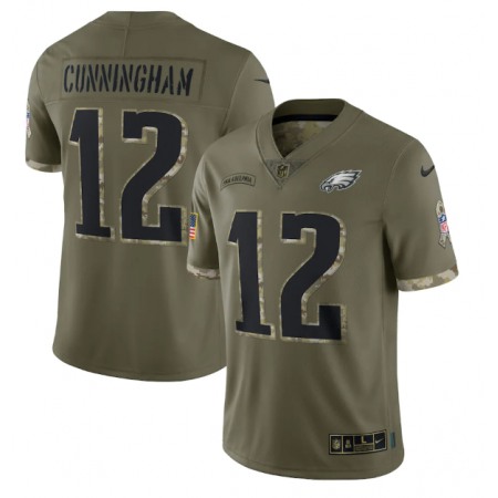 Men's Philadelphia Eagles #12 Randall Cunningham Olive 2022 Salute To Service Limited Stitched Jersey