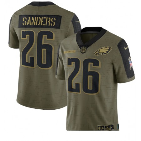 Men's Philadelphia Eagles #26 Miles Sanders 2021 Olive Salute To Service Limited Stitched Jersey