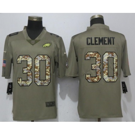 Men's Philadelphia Eagles #30 Corey Clement Olive Camo Salute To Service Limited Stitched NFL Jersey
