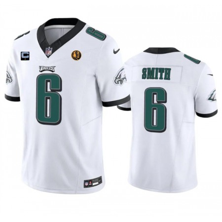 Men's Philadelphia Eagles #6 DeVonta Smith White 2023 F.U.S.E. With 1-star C Patch And John Madden Patch Vapor Limited Stitched Football Jersey
