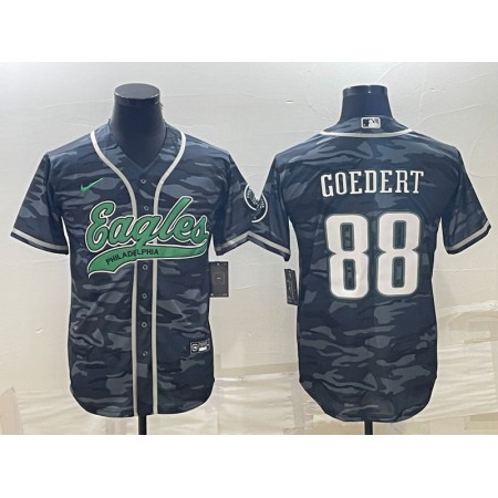 Men's Philadelphia Eagles #88 Dallas Goedert Grey Camo With Patch Cool Base Stitched Baseball Jersey