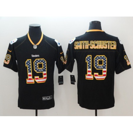 Men's Pittsburgh Steelers #19 JuJu Smith-Schuster 2018 Black USA Flag Color Rush Limited Fashion NFL Stitched Jersey