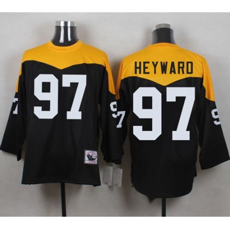 Mitchell And Ness 1967 Steelers #97 Cameron Heyward Black/Yelllow Throwback Men's Stitched NFL Jersey