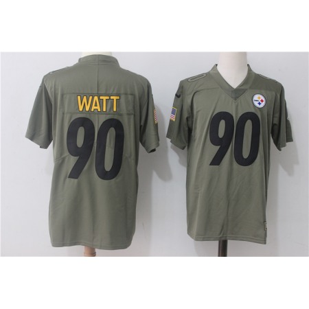 Men's Nike Pittsburgh Steelers #90 T.J. Watt Olive Salute To Service Limited Stitched NFL Jersey