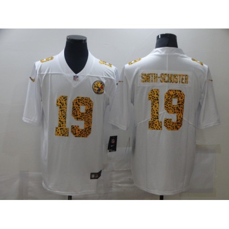 Men's Pittsburgh Steelers #19 JuJu Smith-Schuster 2020 White Leopard Print Fashion Limited Stitched Jersey