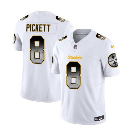 Men's Pittsburgh Steelers #8 Kenny Pickett White 2023 F.U.S.E. Smoke Vapor Untouchable Limited Stitched Jersey