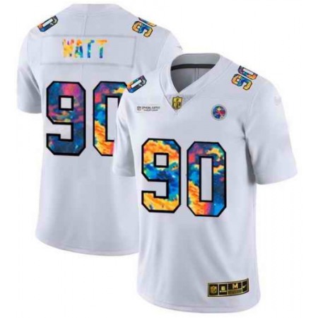 Men's Pittsburgh Steelers #90 T. J. Watt 2020 White Crucial Catch Limited Stitched Jersey