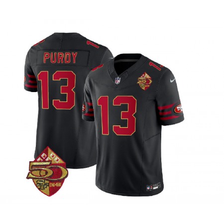 Men's San Francisco 49ers #13 Brock Purdy Black 2023 F.U.S.E. 50th Patch Throwback Stitched Football Jersey