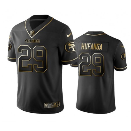 Men's San Francisco 49ers #29 Talanoa Hufanga Black Golden Edition Limited Stitched Jersey
