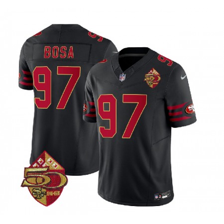 Men's San Francisco 49ers #97 Nick Bosa Black 2023 F.U.S.E. 50th Patch Vapor Limited Stitched Football Jersey