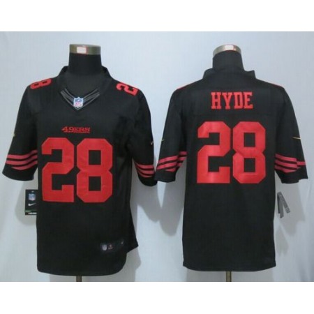 Nike 49ers #28 Carlos Hyde Black Alternate Men's Stitched NFL Limited Jersey