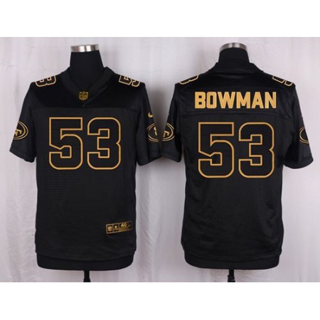 Nike 49ers #53 NaVorro Bowman Black Men's Stitched NFL Elite Pro Line Gold Collection Jersey
