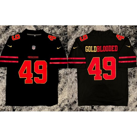 Men's San Francisco 49ers #49 GoldBlooded Black Stitched Jersey