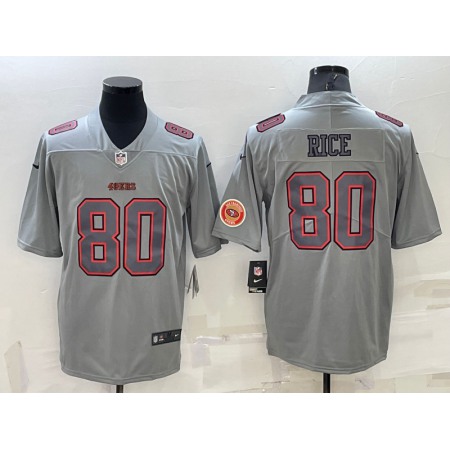 Men's San Francisco 49ers #80 Jerry Rice Grey With Patch Atmosphere Fashion Stitched Jersey