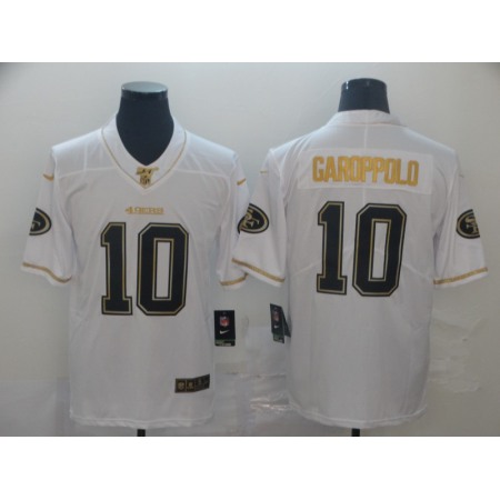 Men's San Francisco 49ers #10 Jimmy Garoppolo White 2019 100th Season Golden Edition Limited Stitched NFL Jersey