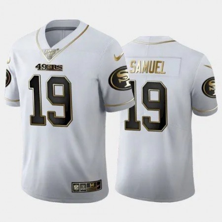 Men's San Francisco 49ers #19 Deebo Samuel White Golden Edition Stitched Jersey