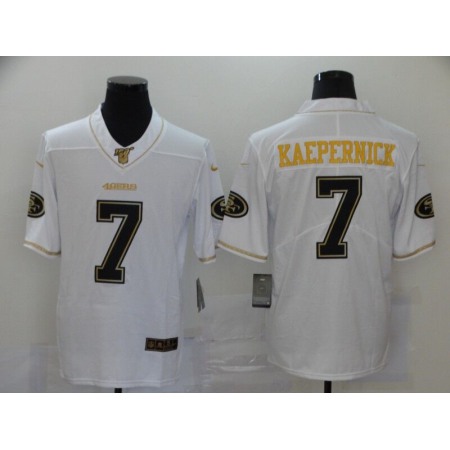 Men's San Francisco 49ers #7 Colin Kaepernick White Golden Edition Stitched Jersey