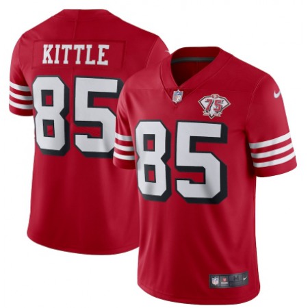 Men's San Francisco 49ers #85 George Kittle 2021 Scarlet 75th Anniversary Vapor Untouchable Alternate Stitched NFL Jersey
