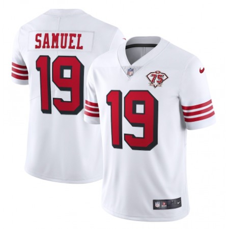 Men's San Francisco 49ers #19 Deebo Samuel 2021 White 2nd 75th Anniversary 2nd Alternate Vapor Untouchable Limited Stitched NFL Jersey