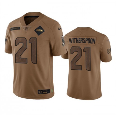 Men's Seattle Seahawks #21 Devon Witherspoon 2023 Brown Salute To Service Limited Stitched Football Jersey