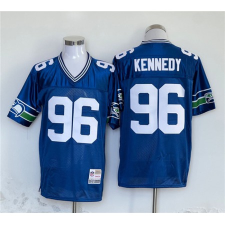Men's Seattle Seahawks #96 Cortez Kennedy Blue Throwback Stitched Football Jersey