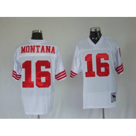 Mitchell and Ness 49ers Joe Montana #16 Stitched White NFL Jersey