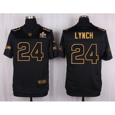 Nike Seahawks #24 Marshawn Lynch Black Men's Stitched NFL Elite Pro Line Gold Collection Jersey