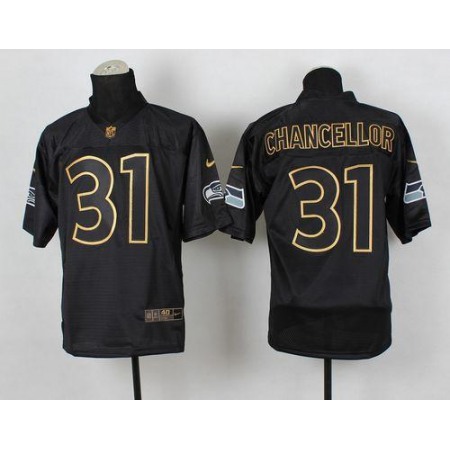 Nike Seahawks #31 Kam Chancellor Black Gold No. Fashion Men's Stitched NFL Elite Jersey