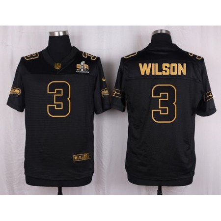 Nike Seahawks #3 Russell Wilson Black Men's Stitched NFL Elite Pro Line Gold Collection Jersey