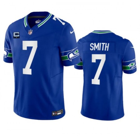 Men's Seattle Seahawks #7 Geno Smith Royal 2023 F.U.S.E. With 1-Star C Patch Vapor Limited Throwback Stitched Jersey