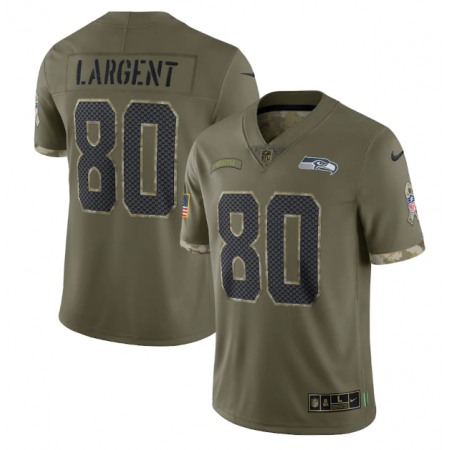 Men's Seattle Seahawks #80 Steve Largent Olive 2022 Salute To Service Limited Stitched Jersey
