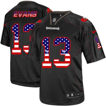 Men's Nike Buccaneers #13 Mike Evans Black USA Flag Fashion Elite Jersey