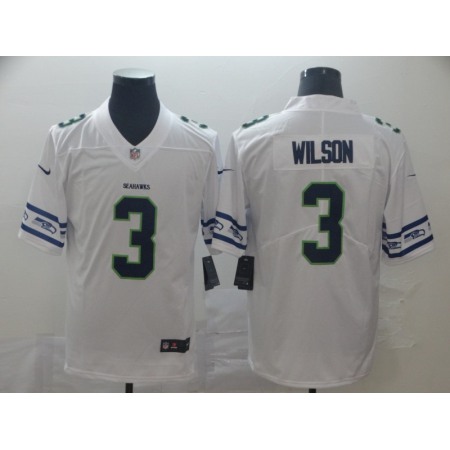 Men's Seattle Seahawks #3 Russell Wilson White Team Logo Limited Stitched NFL Jersey