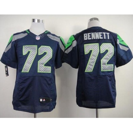 Nike Seahawks #72 Michael Bennett Steel Blue Team Color Men's Stitched NFL Elite Jersey