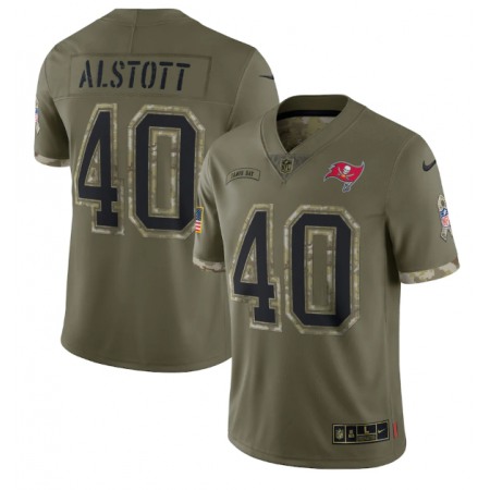Men's Tampa Bay Buccaneers #40 Mike Alstott Olive 2022 Salute To Service Limited Stitched Jersey