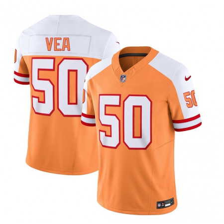 Men's Tampa Bay Buccaneers #50 Vita Vea 2023 F.U.S.E. White/Orange Throwback Limited Stitched Jersey