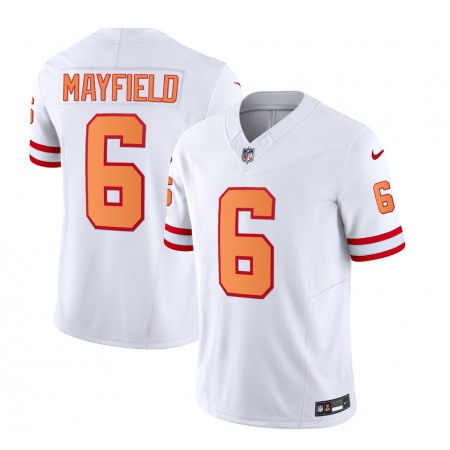Men's Tampa Bay Buccaneers #6 Baker Mayfield 2023 F.U.S.E. White Throwback Limited Stitched Jersey