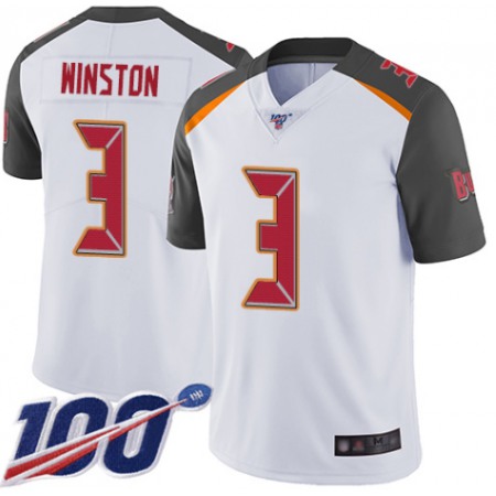 Men's Tampa Bay Buccaneers #3 Jameis Winston White 2019 100th Season Vapor Untouchable Limited Stitched NFL Jersey