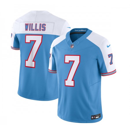 Men's Tennessee Titans #7 Malik Willis Blue/White 2023 F.U.S.E. Vapor Limited Throwback Stitched Football Jersey