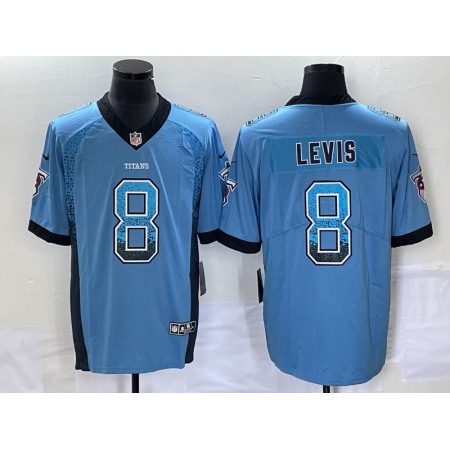 Men's Tennessee Titans #8 Will Levis Blue Drift Fashion Color Rush Limited Stitched Jersey